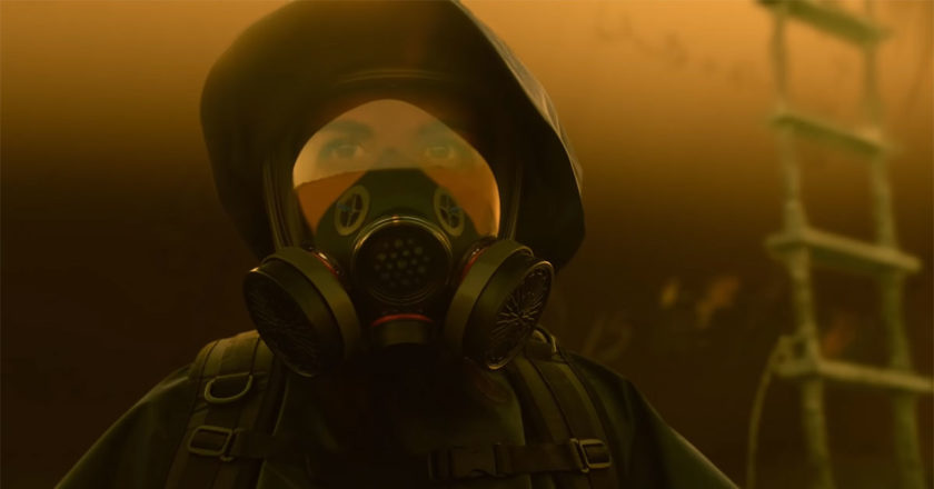 Karen David as Grace in "Fear The Walking Dead" ventures out into the nuclear fallout in a gas mask and protective gear