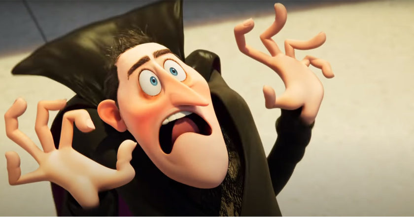 Drac scared as he walks into the sun in "Hotel Transylvania: Transformaia"