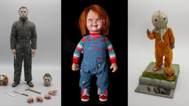 Halloween II Michael Myers 1:6 Scale Figure, Child's Play 2 Chucky replica, and Trick 'r Treat Sam 1:6 scale figure