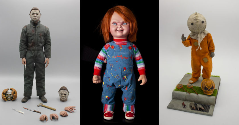 Halloween II Michael Myers 1:6 Scale Figure, Child's Play 2 Chucky replica, and Trick 'r Treat Sam 1:6 scale figure