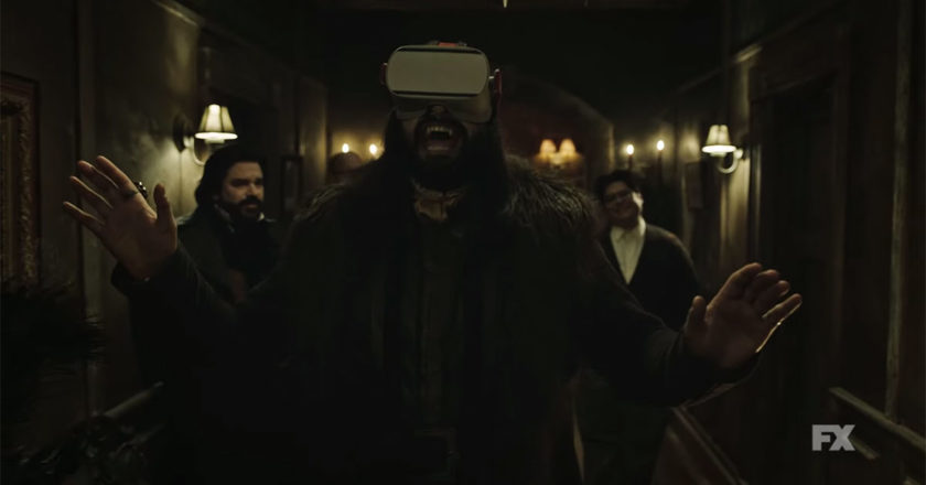 Nandor using a VR headset in the teaser for "What We Do in the Shadows" season three