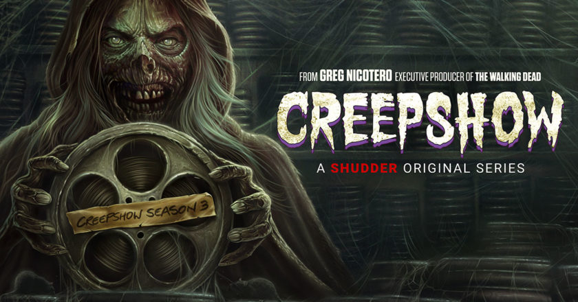 Creepshow Season 3 key art feature The Creeper holding a film reel.
