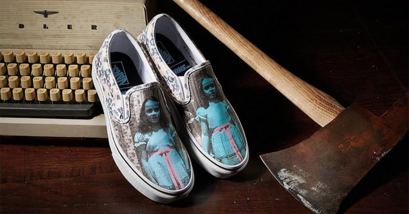Vans slip on style shoes with the Grady Twins from The Shining on them