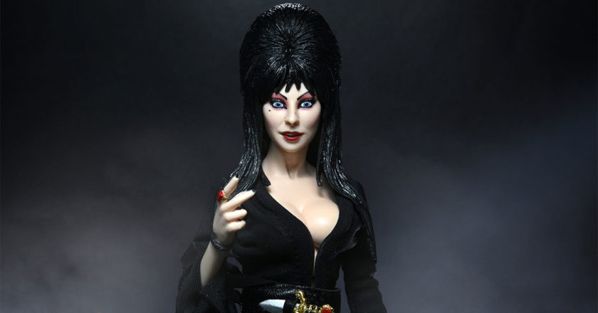 Closeup of NECA's Elvira, Mistress of the Dark figure