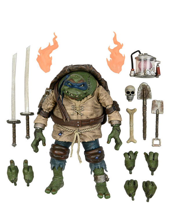 Universal Monsters x Teenage Mutant Ninja Turtles Ultimate Leonardo as The Hunchback with accessories.