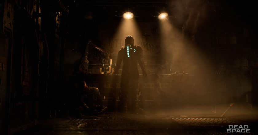 Sceenrshot from the Dead Space teaser featuring Isaac Clark at a workbench