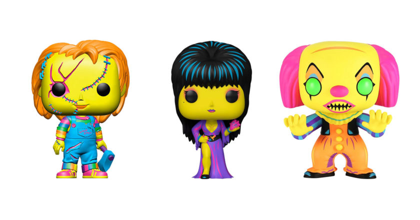 Chucky, Elvira, and Pennywise Blacklight Pop! Figures