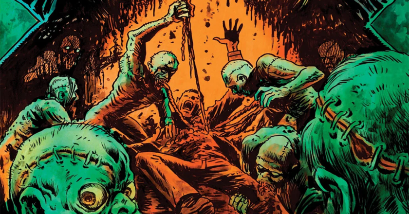 Preview of the Stuff of Nightmares #1 cover by Francesco Francavilla featuring undead dismembering a man.
