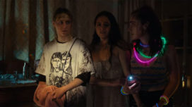 Maria Bakalova, Chase Sui Wonders, and Rachel Sennott in "Bodies Bodies Bodies"