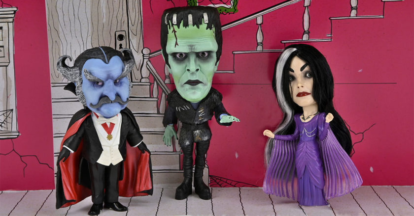 NECA Little Big Head The Count, Herman, and Lily Munster figures