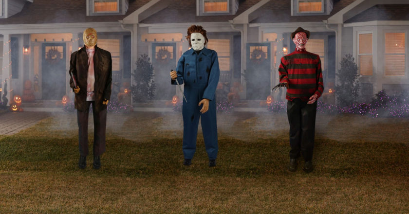 Jason Voorhees, Michael Myers, and Freddy Krueger animatronics