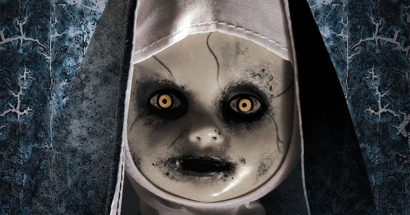 Closeup of the face on the LDD Presents: The Nun doll