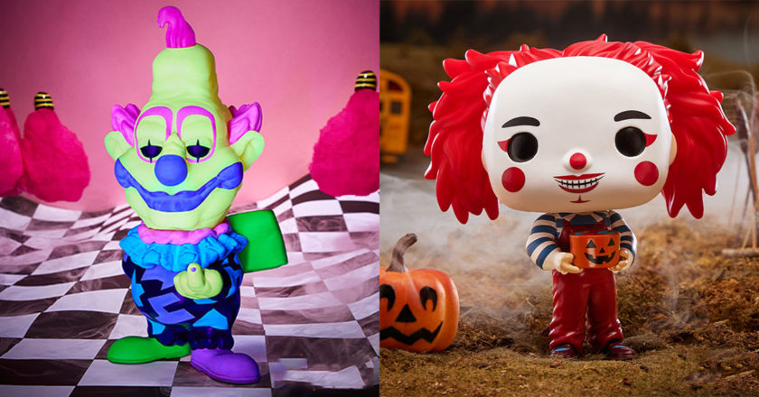 Spirit Halloween Exclusive Blacklight Jumbo and Chuckles Funko Pop! figures