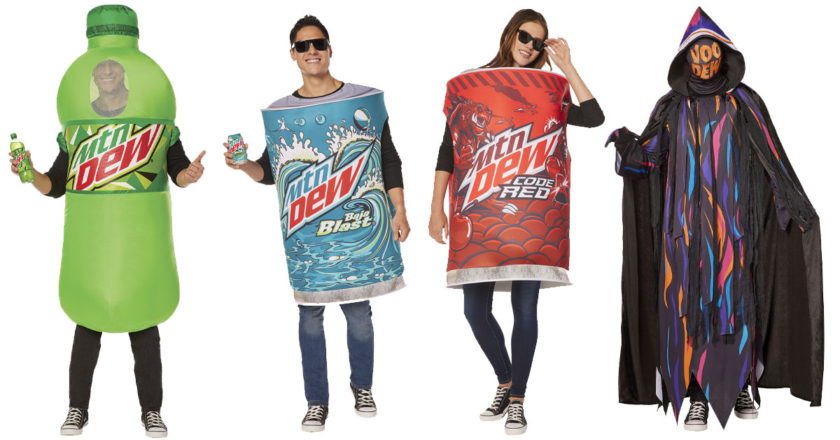 Spirit Halloween limited edition MTN DEW costumes