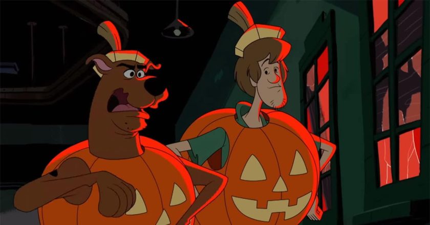Scooby and Shaggy dressed as jack-o-lanterns in "Trick or Treat Scooby-Doo!"