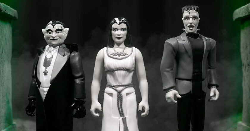Grandpa, Lily, and Herman grayscale ReAction figures