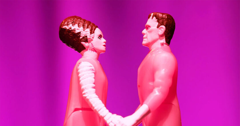 Super7's Frankenstein and Bride of Frankenstein Valentine's Day ReAction figures