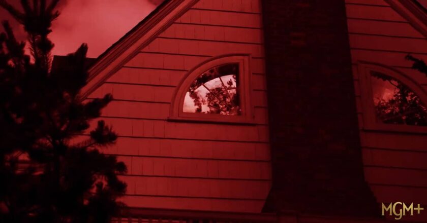 Amityville house tinted red