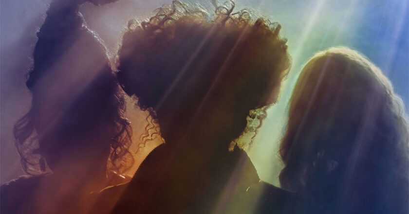 Silhouettes of the Sanderson Sisters from the Hocus Pocus 2 movie poster