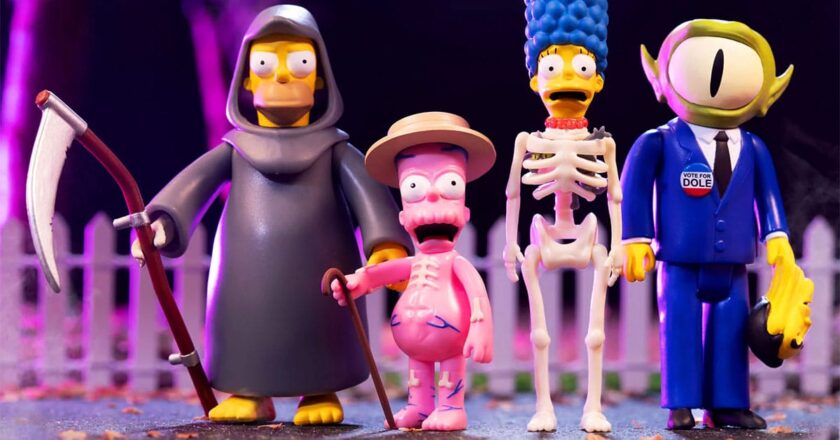 Grim Reaper Homer, Inside-Out Bart, Skeleton Marge & Kang-Dole ReAction figures