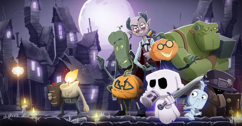 Death or Treat keyart featuring Scary and some of the monsters of HallowTown