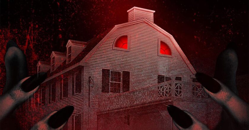 The Amityville house from "The Amityville Curse" movie poster