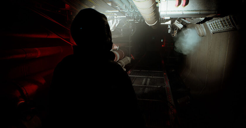 Jack navigates a dark underground corridor in Fort Solis