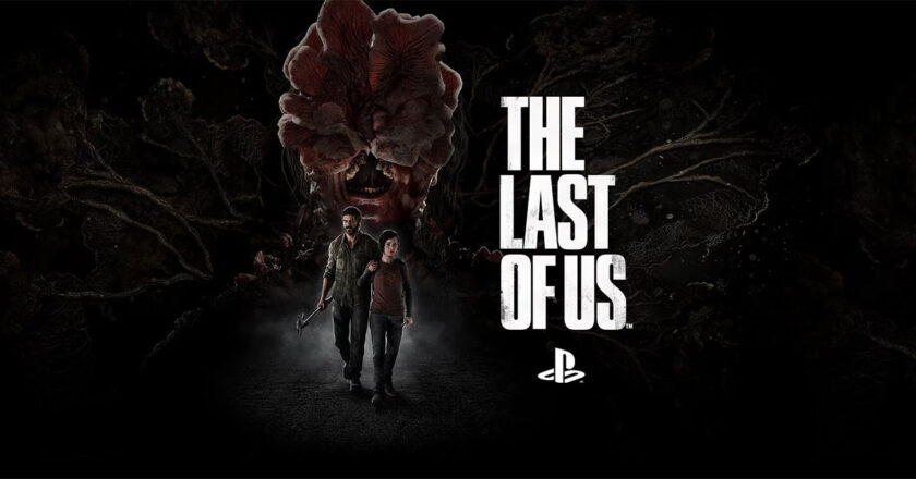 "The Last of Us" key art featuring Joel and Ellie in front of a clicker.