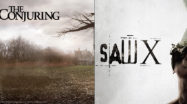 The Conjuring and SAW X movie posters.