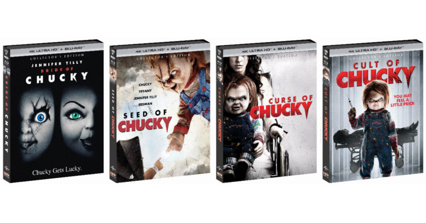 Bride of Chucky, Seed of Chucky, Curse of Chucky, and Cult of Chucky 4K UHD Collector's Editions from Scream Factory