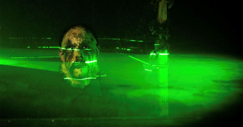 ScareScape monster illuminated in green light