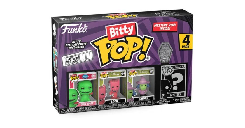 The Nightmare Before Christmas Oogie Boogie Funko Bitty Pop! Mini-Figure 4-Pack featuring Oogie Boogie, Lock, Shock, and a mystery figure