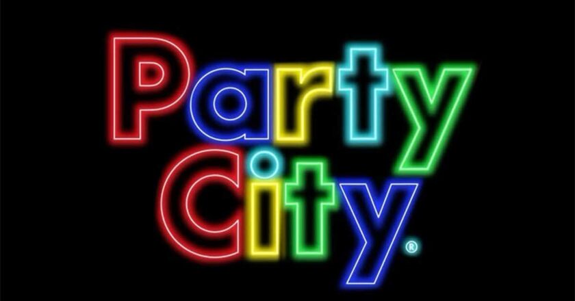 Party City neon light Halloween logo