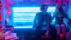 Cole Sprouse stars as The Creature and Kathryn Newton as Lisa Swallows in Lisa Frankenstein.