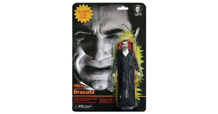 7” Scale Action Figure - Glow-in-the-Dark Retro Dracula in blister card packaging
