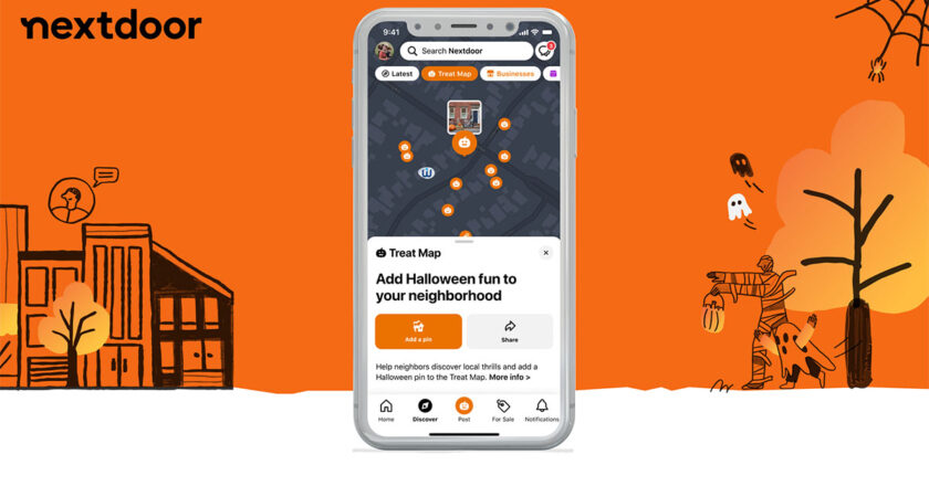 Cell phone showing the Nextdoor treatmap
