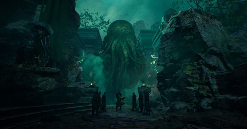 Screenshot of a tentacled monster breaking the surface in Eresys