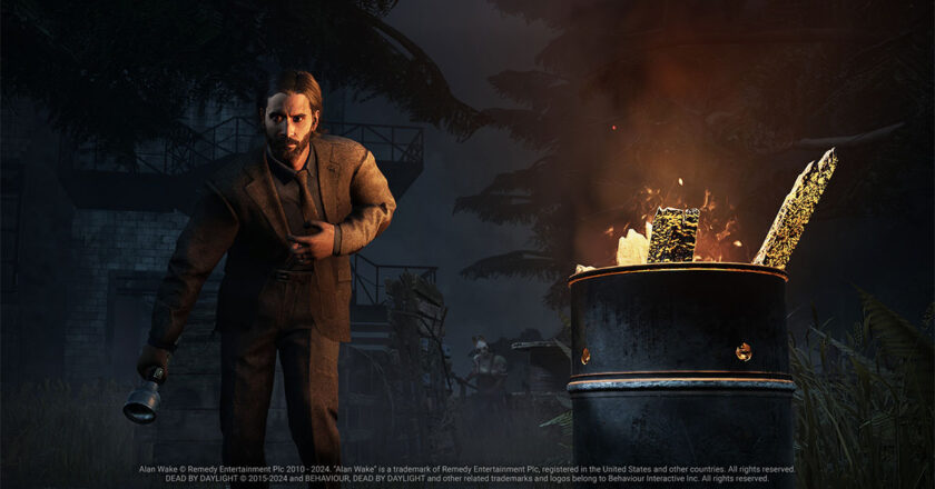 Alan Wake runs from a killer in "Dead by Daylight"