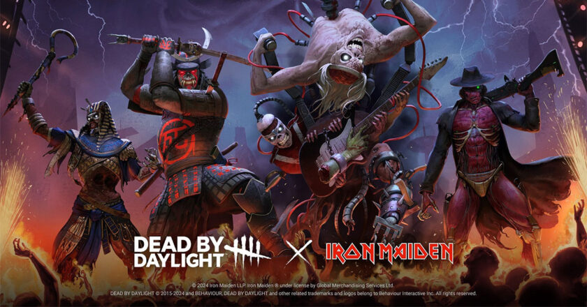 Dead by Daylight x Iron Maiden keyart featuring all of the Eddie outfits