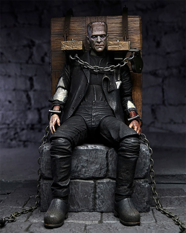 Ultimate Frankenstein's Monster figure in restraining chair.