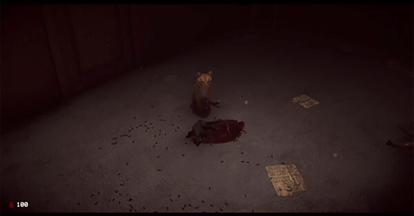 A tabby cat stands above a dead rat in "The Stairway 7"