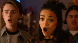 Jaeden Martell, Rachel Zegler, and Julian Dennison in Y2K