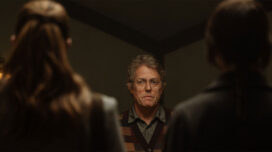 Hugh Grant, Sophie Thatcher, and Chloe East in "Heretic."