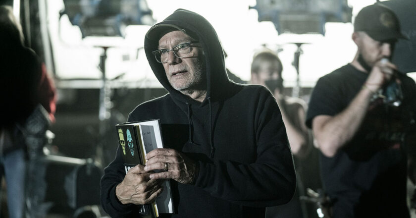 Behind the scenes photo of Greg Nicotero on the set of season 11 of "The Walking Dead."