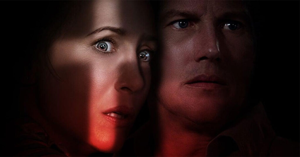 Vera Farmiga and Patrick Wilson as Lorraine and Ed Warren