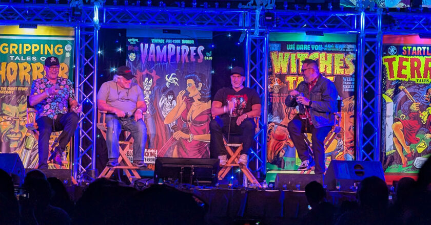 John Murdy, Phil Flacone, Damien Leone, and Michael Aiello on stage at Midsummer Scream